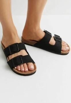 New Look Double Strap - Sandalias Planas - Black