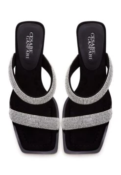 1663 - Cesare Gaspari Jewel High Heeled Sandals Suede Jewel High Heeled Sandals - Sandals - Cesare Gaspari - Sandalias - Black -Mundo De Zapatos 53c7ffd2f83440dea8d40c98dfc246d5