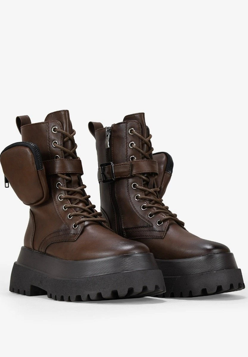 Botines Con Cordones - Marron 4 Botines Con Cordones - Marron - Imagen 4