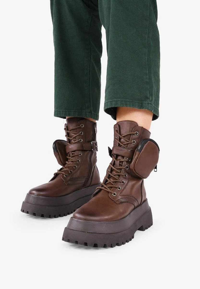 Botines Con Cordones - Marron 1 Botines Con Cordones - Marron